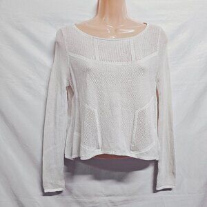 Ramy Brook Short Net Top Blouse Women Size XS White Long Sleeve